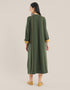 Milton long dress with round neckline with slits,